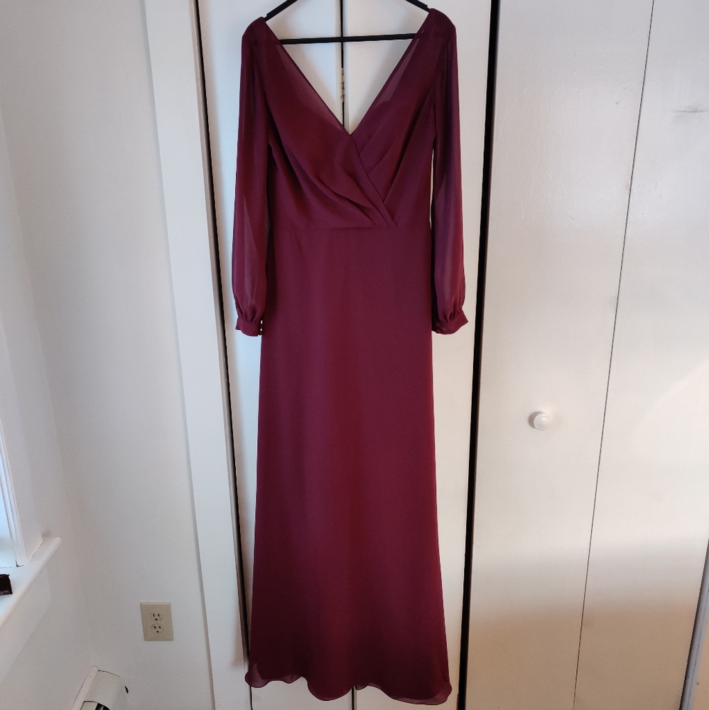 Jasmine Bridal V-neck GeorgetteLongBridesmaidDress